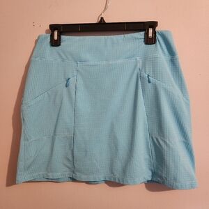 IBKUL Blue Mini Check Skort, IceFil Cooling, UPF 50+, Medium - Like New!